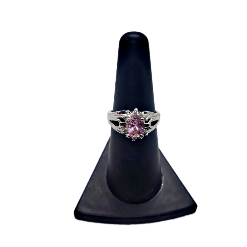 Silver Tone Fashion Ring with CZ Stone